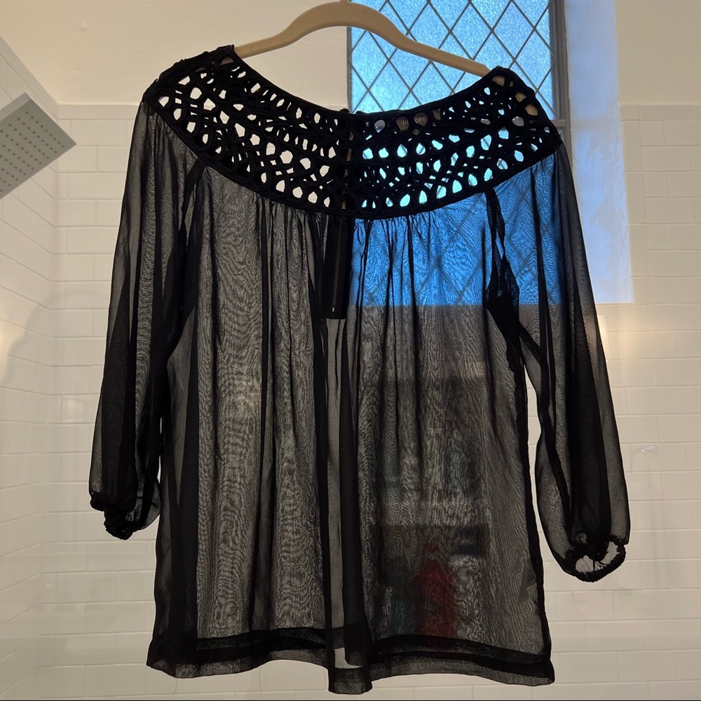 Black See-through Top with Fun Collar Design